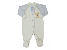 Kojenecký overal Autex béžový s bilošedými šedými rukávky - vel. 68 žirafka