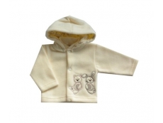 Kojenecký kabátek fleece smetanový s odepínací kapucí - vel. 56