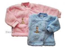 Kojenecký kabátek fleece-peří - vel. 56 růžový - medvídek