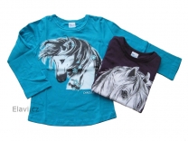 Dívčí tričko s obrázkem  - konik - tmavě fialové - vel. 110