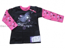 Dívčí tričko -  vel. 110 - černé+tm.růžové rukávy