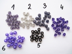 Bižuterní korálky - fialové s kamínkem č. 1 - 35ks