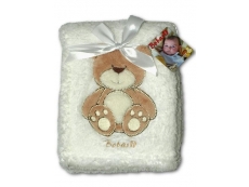 Dětská chlupatá deka - Bílá medvídek - 76x102 cm