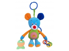 Dětská plyšová hračka s klipem a chrastítkem - myška