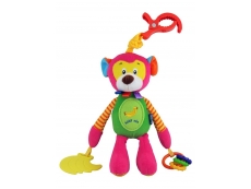 Dětská plyšová hračka s chrastítkem - opička Růžová