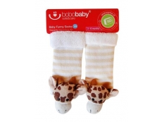 Ponožky kojenecké s chrastítkem Žirafky - Bílá - vel. 62 (3-6m)