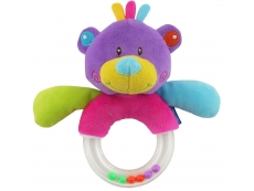 Plyšová hračka s chrastítkem Fialová   BABY MIX - medvídek