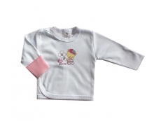 Kojenecká košilka - přehrnovací rukávky bílá s růžovým - vel. 56