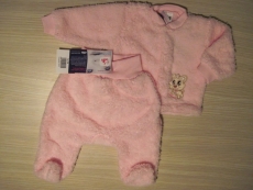 Kojenecká soupravička fleece-peří - kabátek + polodupačky Růžová - vel. 56