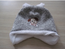 Dětská čepice fleece + úplet - podšitá bavlnou vázací - jahodová+růžová - vel. XS - 56