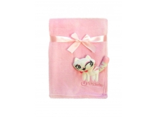Dětská deka z mikrovlákna Růžová - kočka